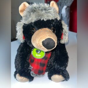 NEW*** J Bear Plush with Red and Black Scarf